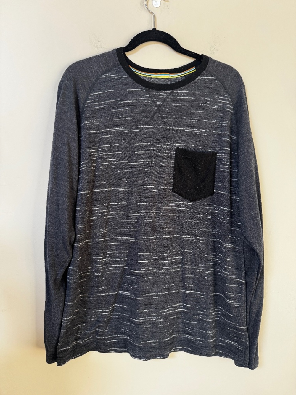 Smartwool base layer long-sleeve merino wool shirt grey chest pocket XL